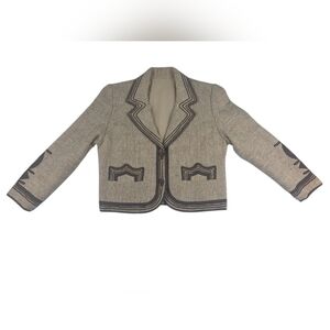 Vintage 1970s Guatemalan Bolero Jacket hand-loomed wool Women's Brown Tan